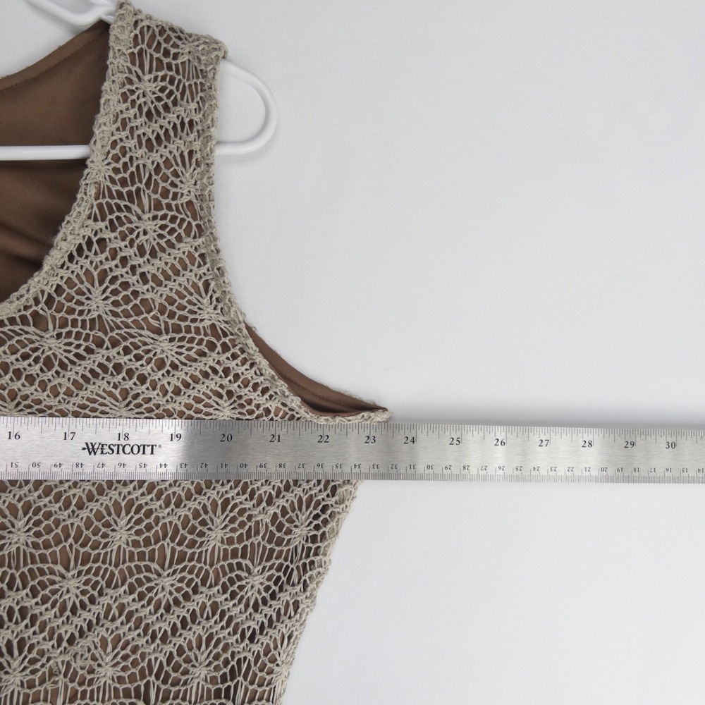 Sharagano Crochet Lace Overlay Nude Illusion Maxi Sheath Tank Dress Womens 10 L - Picture 8 of 14